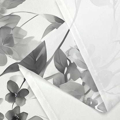 Grey Floral Shower Curtain, Grey Lavender Floral Butterfly Boho Shower Curtains for Bathroom, Farmhous Flower Cute Fabric Shower Curtain Set with 12PCS Hooks, 36X70IN