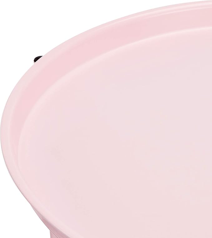 Amazon Basics Round End Table, Dusty Pink, 17.7"D x 17.7"W x 18.9"H | Side Table, with Cloth Basket, Storage