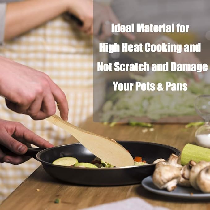 Print Supremacy 5 PCS Natural Eco-Friendly Bamboo Cooking Utensil Set/Spoon,Folk & Spatula Mix/Non Stick Wooden Kitchen Gadgets Pan Cookware Baking Cooking/Great Gift For Chefs & Foodies