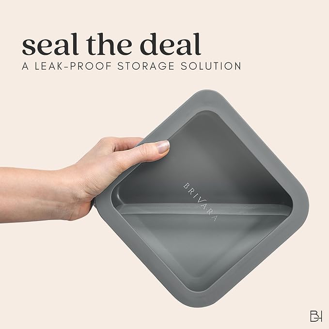 BRIVARA HOME Ceramic Coated Glass Food Storage Containers | No PTFE, PFOA, PFAS, and BPA | Reusable Non Toxic Meal Prep Containers with Glass Lids | Easy To Store | 10 Piece Set [Smoke]