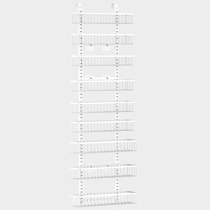 Moforoco 9-Tier White Over The Door Pantry Organizer, Pantry Organization and Storage, Black Hanging Basket Wall Spice Rack Seasoning Shelves, Home & Kitchen Bedroom Bathroom House Essentials