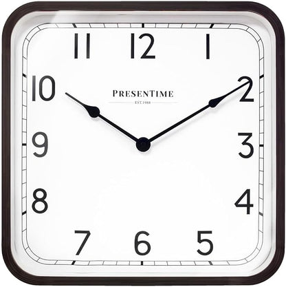 Presentime & Co. 16" Anton Modern Farmhouse Square Clock, Silent No Ticking, Wall Art and Timepiece for Home Decoration/Wall Décor, Oil Rubbed Bronze Color