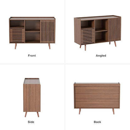 47.2" Buffet Cabinet with Storage, Mid-Century Sideboard Coffee Bar Cabinet with Sliding Door for Living Room, Dining Room, Kitchen, Hallway, Walnut