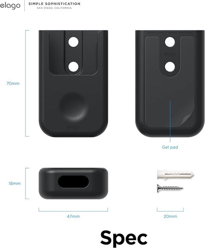 elago Universal Remote Holder Mount Compatible with Apple TV Remote and All Other Remote Controls - Adhesive Tape or Screw Mounting Options, Available Wired Charging [Small] [3rd & 2nd Gen] [Black]