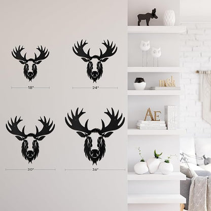 SIGNLEADER Metal Wall Art Decor Deer Minimalist Modern Abstract Wall Sculpture Hangings Home Decoration for Living Room, Bedroom, Bathroom, Kitchen, Outdoor - 30" Black