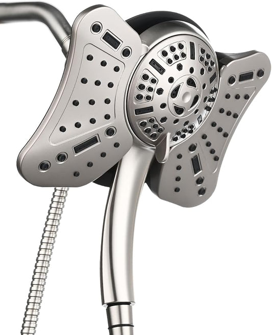 GRICH 1.8GPM Shower Head with Handheld Spray Combo: 2 in 1 Rainfall Shower Heads high pressure & Handheld Shower Head, 9 Spray Modes/Settings Detachable Shower Head with 60 Inch Hose, Nickel