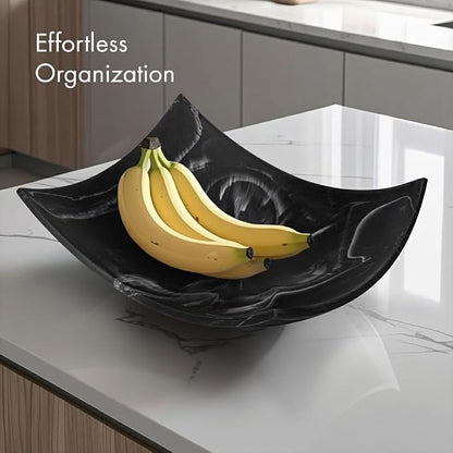 Creative Scents Black Marble Look Decorative Bowl, Coffee Table Decor for Living/Dining Room, Modern Black Catch-All Key Dish Decorations for Entryway, Black Decor - Fruit Bowl for Kitchen Counter