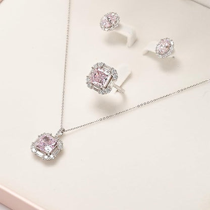 Oirlv Luxury Leather Jewelry Set Box Big Necklace Ring Storage Case Jewelry Gift Box for Bracelet Necklace Earring Ring (Pink)