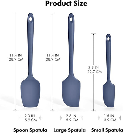 3 Pieces Silicone Spatula Set: Ironberry 600ºF Heat Resistant Food Grade Cooking & Baking Utensils, Kitchen Flexible Nonstick Rubber Scraper for Scraping, Mixing, Scrambling, Flipping (Midnight Blue)