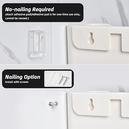 Jomola No Drilling Wall Mount File Holder - Mail Organizer with Adhesive Pad, Off-White (1 Count)