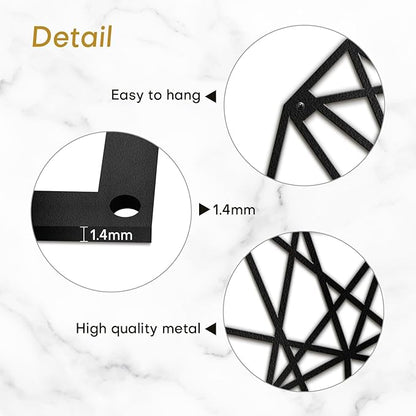 SIGNLEADER Metal Wall Art Decor Eternal Diamond Modern Abstract Wall Sculpture Hangings Home Decoration for Living Room, Bedroom, Bathroom, Kitchen, Outdoor - 24" Black