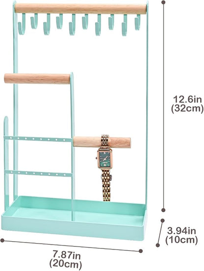 ProCase Cute Jewelry Stand, Aesthetic Jewelry Organizer for Dresser Vanity, Jewelry Holder Display for Necklaces Earrings, Gifts for Teen Girls Women, Bedroom Dorm Decor -Medium, Aqua