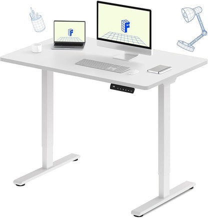 FLEXISPOT E3 Dual Motor Electric Standing Desk 48 x 24 Sit Stand Up Desk, Holds 220 lbs, Adjustable Height w/ Memory Presets, One-Piece White Desktop & White Frame, Ships in 2 Boxes