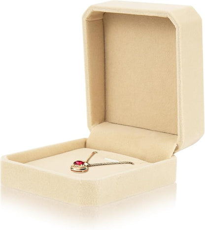 Lamoutor 1Pcs Velvet Necklace Pendant Gift Box Jewelry Gift Box (Beige)