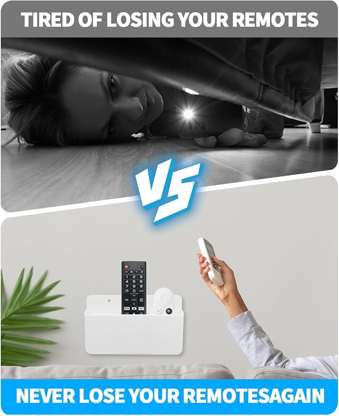 1 PCS Adhesive Remote Control Holder Wall Mount, 3 Slot Adjustable Remote Holder for TV Controller with Hollow Bottom for Charging, Wall Pen Holder for Home Office School (White, 1)