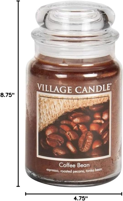 Village Candle Coffee Bean Glass Jar Scented Candle, Large, 21.25 oz, Brown