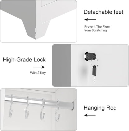 Tall Storage Cabinets,Slim Bathroom Cabinet with Door,Skinny Cabinet with Storage Systems for Laundry,Home Office,White
