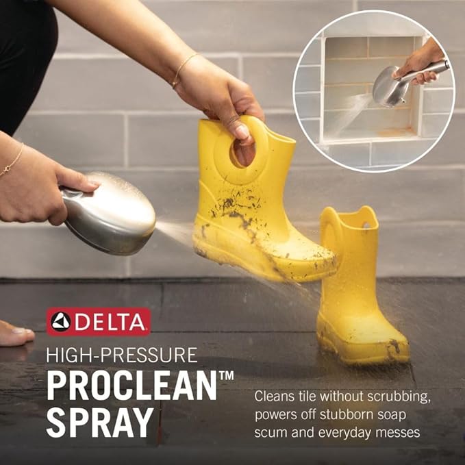 Delta 6-Setting In2ition 2-in-1 Dual Shower Head with Handheld High Pressure ProClean Spray, Brushed Gold Detachable Shower Head with Hose, 1.75 GPM Flow Rate, Champagne Bronze 75655CZ
