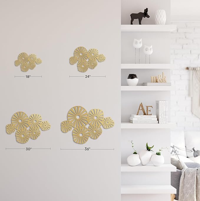 SIGNLEADER Metal Wall Decor Geometric Sunburst Minimalist Modern Abstract Wall Sculpture Hangings Home Decoration for Living Room, Bedroom, Bathroom, Kitchen, Outdoor - 36" Gold