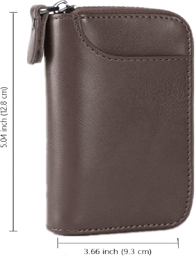 BAKUN Large Zipper Leather Car Key Case, Key Holder Key Organizer Wallet, With 16 Hooks(Brown)