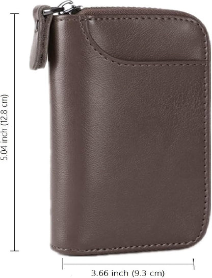 BAKUN Large Zipper Leather Car Key Case, Key Holder Key Organizer Wallet, With 16 Hooks(Brown)