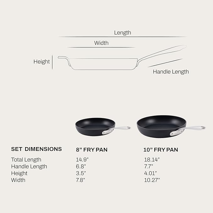 All-Clad HA1 Expert Hard Anodized Nonstick Fry Pan 2 Piece Set, 8" & 10" Induction, Oven Safe 500F, Kitchen Frying Pans, Skillets, Ergonomic Handle, Premium Cookware, Dishwasher Safe, Black