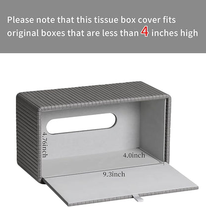 MEIBOOCH PU Leather Tissue Box Cover for 120(3-Ply)/ 160(2-Ply) Count Box of Tissues, Rectangle Tissue Box Holder for Bathroom Bedroom Living Room Office (Slate Grey Stripe)