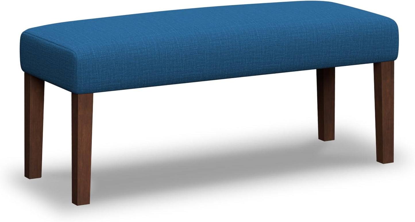 44" Bedroom Bench, Fabric End of Bed Bench, Entryway Benches, Upholstered Ottoman Bench with Wood Legs for Kitchen, Indoor, Living Room and Hallway (Blue)