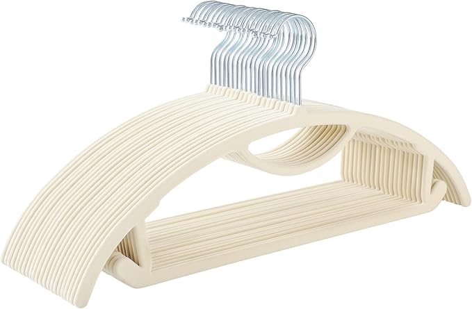 MIZGI Premium Velvet Hangers 50-Pack,No Shoulder Bump Hangers W/Tie Bar Ultra Thin Space Saving Non Slip Hanger Heavy Duty Felt Rounded Clothes Hanger for Sweaters,Coat,Jackets,Pants,Shirts