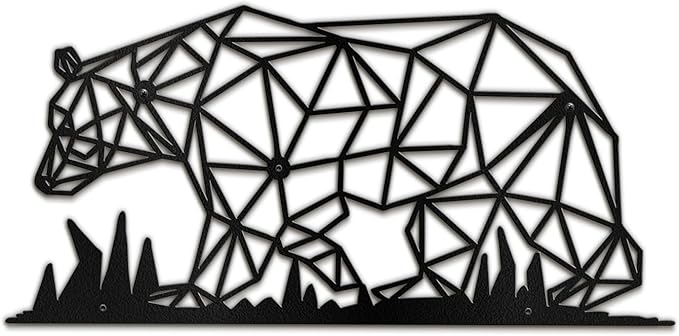 SIGNLEADER Metal Wall Art Decor Big Stupid Bear Modern Abstract Wall Sculpture Hangings Home Decoration for Living Room, Bedroom, Bathroom, Kitchen, Outdoor - 36" Black