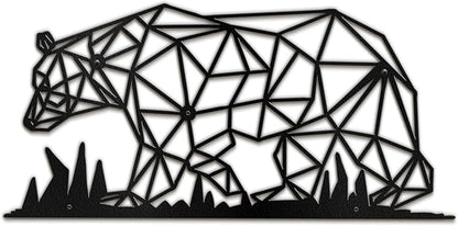 SIGNLEADER Metal Wall Art Decor Big Stupid Bear Modern Abstract Wall Sculpture Hangings Home Decoration for Living Room, Bedroom, Bathroom, Kitchen, Outdoor - 36" Black