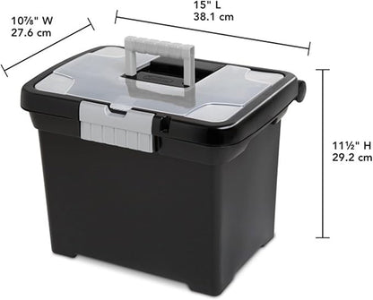 Sterilite Portable Lockable File Box Organizer with Handle and Clear Lid (12 Pack)