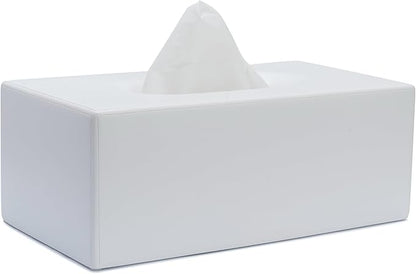 Yew Design Matte White Tissue Box Cover Rectangular, Facial Tissue Dispenser for Bathroom, Kitchen, Bedroom, Office, Hotel, Restaurant, Countertop, Nightstand, Car, and Desk