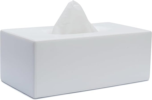 Yew Design Matte White Tissue Box Cover Rectangular, Facial Tissue Dispenser for Bathroom, Kitchen, Bedroom, Office, Hotel, Restaurant, Countertop, Nightstand, Car, and Desk