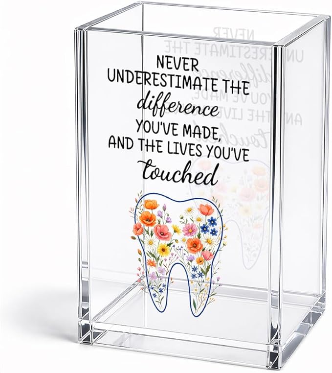 Never Underestimate The Difference You’ve Made Acrylic Pencil Holder Cup, Appreciation Gifts for Dentist Dental Assistant Medical Student, Funny Farewell Retirement Gifts for Orthodontist