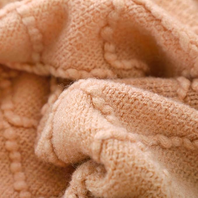 BOURINA Orange Throw Blanket 60x80 Inches Throw Textured Solid Soft Sofa Throw Couch Knitted Decorative Blanket