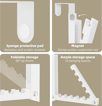 BAKON Over The Door Hooks, Small Space Double Folding Portable Over The Door Drying Rack for Laundry, Bathroom, Bedroom, Travel Storage and Drying (2Pack,White)
