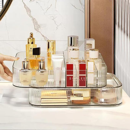 Stackable Makeup Organizer Drawers, Bathroom Vanity Organizers and Storage, Ideal for Desk and Dresser Countertops, Great for Cosmetics, skincare, Lipsticks, Nail Care -Clear
