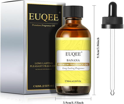 EUQEE 2.02 Fl oz Banana Fragrance Oil, Premium Fragrance Essential Oil with Glass Dropper for Diffuser, Soap Candle Making - 60ml