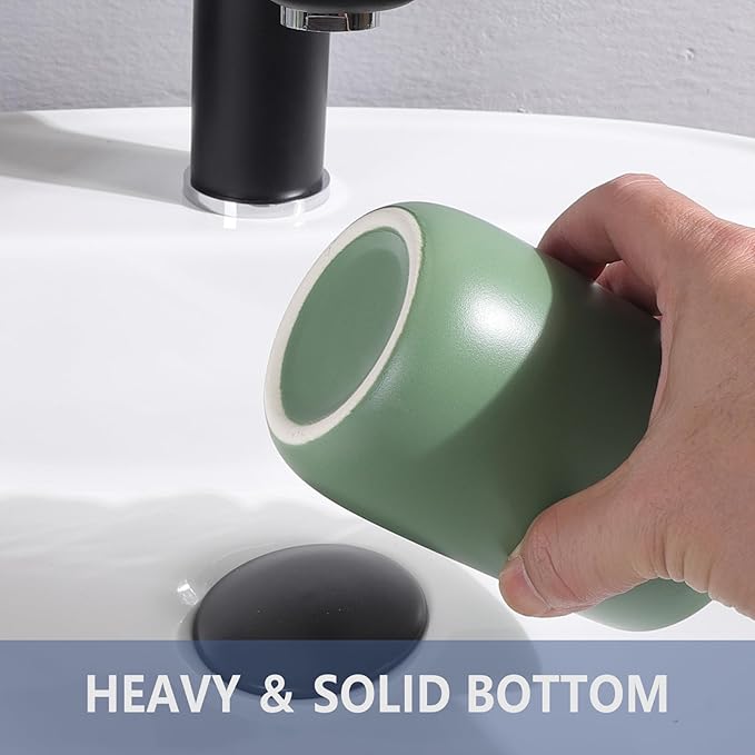 Toothbrush Holders for Bathrooms - 2 Cups Ceramic Toothbrush Toothpaste Holders Set, Green Bathroom Tumbler Cups Reusable Toothbrush Mouthwash Cup, Bathroom Counter Organizer.