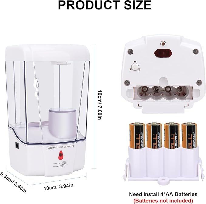Automatic Soap Dispenser Wall Mounted: 700ml/23.7oz Commercial Hand Soap Dispenser Wall Mount, Touchless Electric Sensor Pump for Home Kitchen Bathroom Offices Hotel Commercial Restaurant