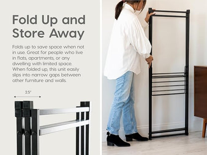 IRIS USA, Inc. 5 Panels Collapsible Clothes Rack with 2 Shelves, Customizable Garment Rack, Foldable Clothes Drying Rack, Locked and Leveled, Perfect for any Space, Modern and Fashionable, White