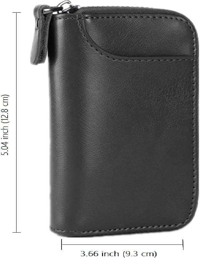 BAKUN Large Zipper Leather Car Key Case, Key Holder Key Organizer Wallet, With 16 Hooks(Black)