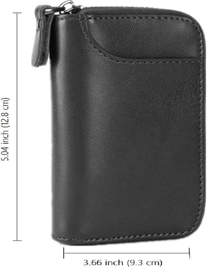 BAKUN Large Zipper Leather Car Key Case, Key Holder Key Organizer Wallet, With 16 Hooks(Black)