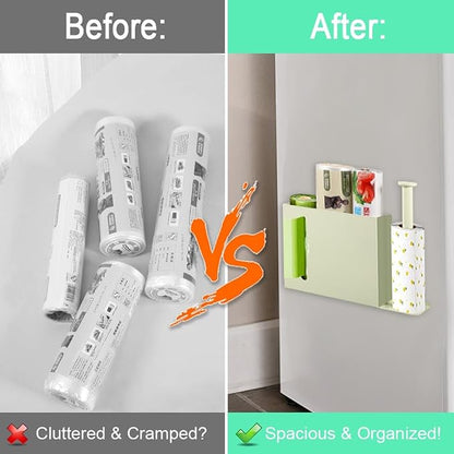 Picowe Wall Mount Kitchen Wrap Organizer Rack, Metal Aluminum Foil Organizer, Cabinet Storage Holder for Kitchen, Aluminum Foil, Cling Film, Paper Towel (White)