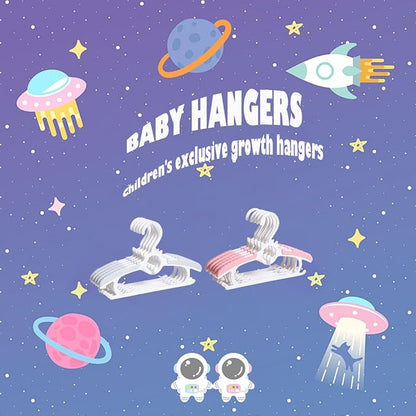 JSF 30Pcs Baby Hangers for Nursery Closet, Infant Hangers Extendable and Non-Slip for Newborn Toddler Kids Clothes,11"-14" Adjustable Children Coat Pant Hanger for Girl and Boy Nursery Grey