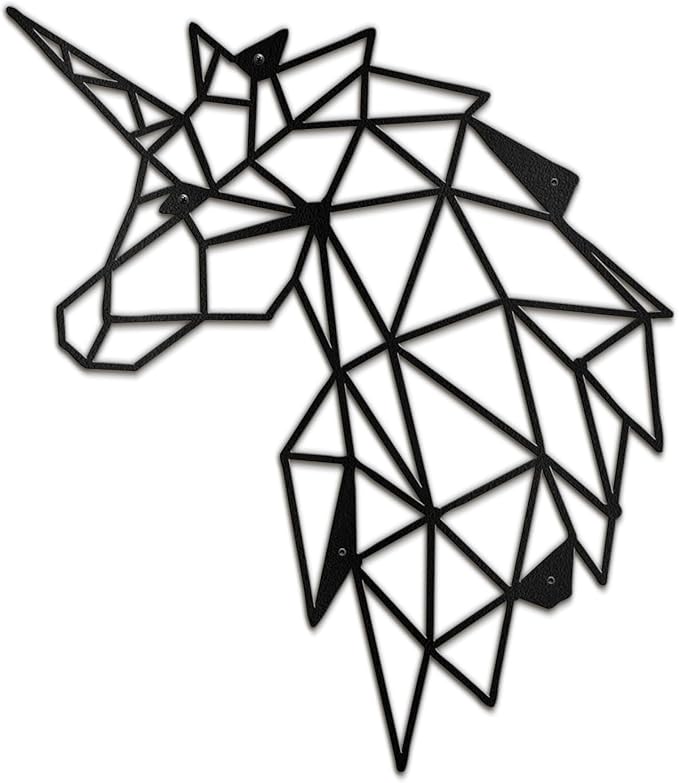 SIGNLEADER Metal Wall Art Decor Sad Unicorn Modern Abstract Wall Sculpture Hangings Home Decoration for Living Room, Bedroom, Bathroom, Kitchen, Outdoor - 36" Black