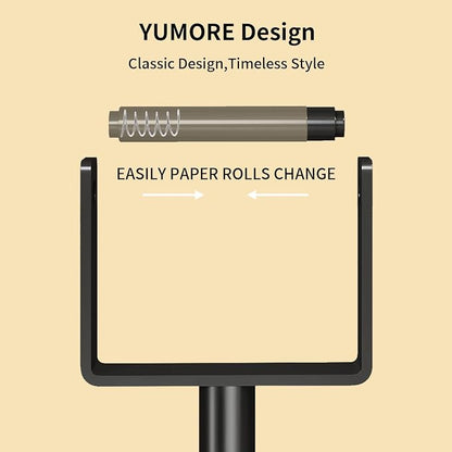 YUMORE Heavy Duty Toilet Paper Holder Stand, Extra-Weighted Base No Tipping, Stainless Steel Toilet Paper Stand, Free Standing Floor Tissue Roll Holder for Bathroom, Matte Black 200UP