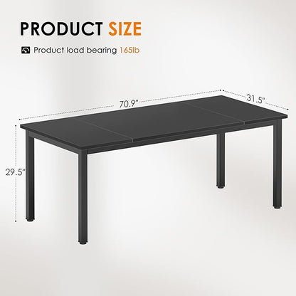 DlandHome Computer Desk, Large Executive Office Desk Study Writing Workstation for Home Office,70.8 x 31.5 inch,Black