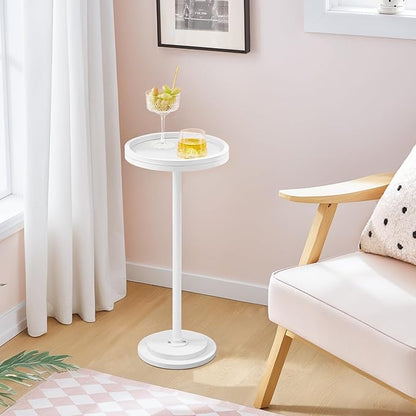 HOOBRO Small Round Side Tables, Set of 2, Drink Tables, Coffee Martini Tables with Pedestal Accent for Small Spaces in Living Room, Bedroom, Sofa Couch, White WW168BZP201